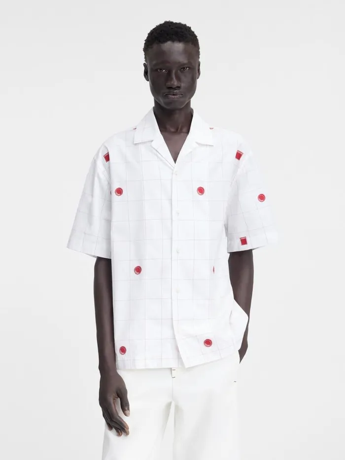 The Jean Shirt Jacquard Lab Check Red White Men JACQUEMUS Shirts The Jean Shirt Jacquard Lab Check Red White Men JACQUEMUS Shirts