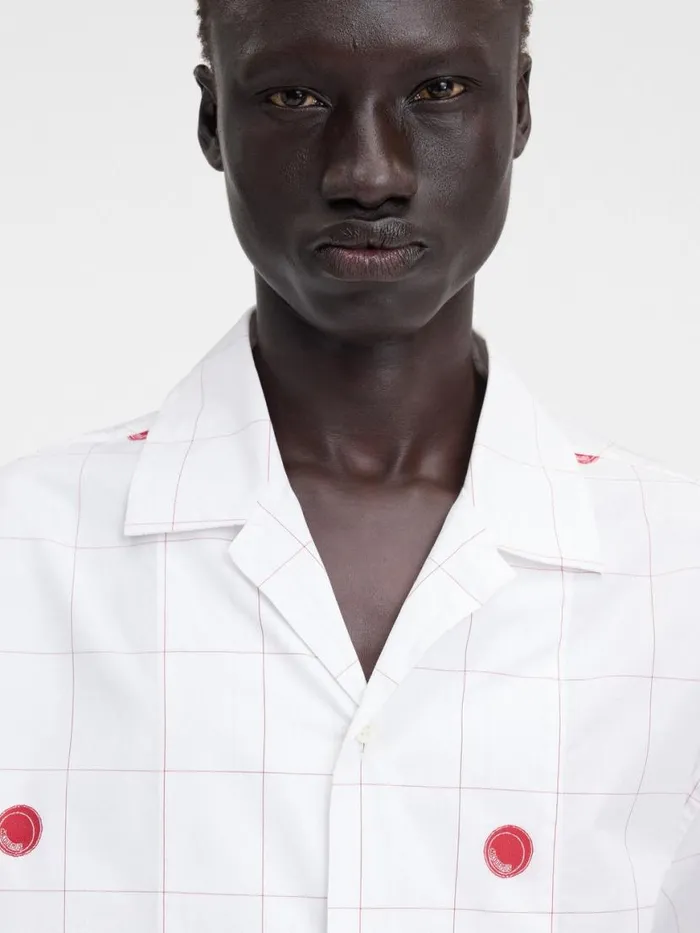 The Jean Shirt Jacquard Lab Check Red White Men JACQUEMUS Shirts The Jean Shirt Jacquard Lab Check Red White Men JACQUEMUS Shirts