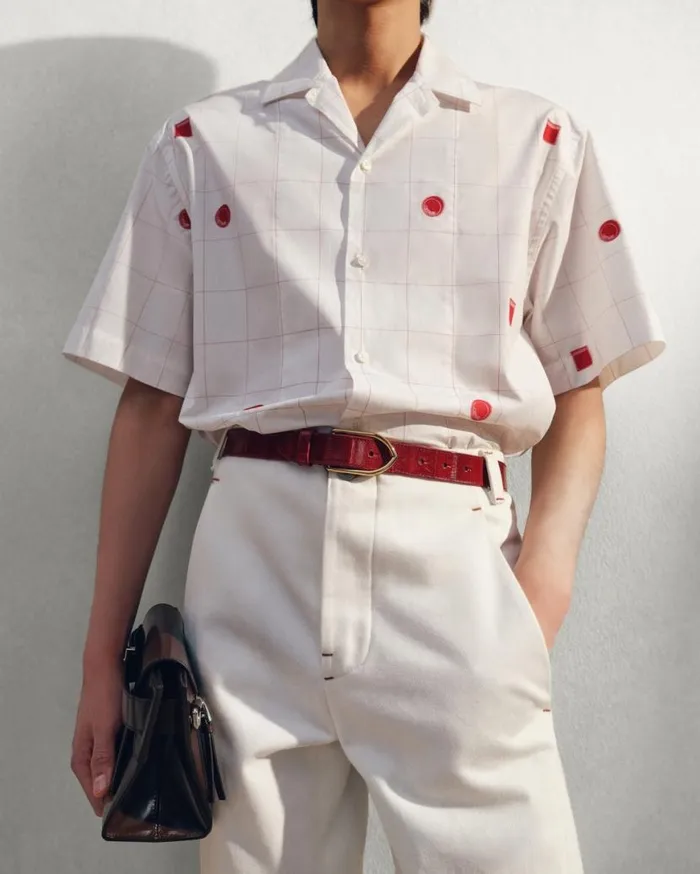 The Jean Shirt Jacquard Lab Check Red White Men JACQUEMUS Shirts The Jean Shirt Jacquard Lab Check Red White Men JACQUEMUS Shirts