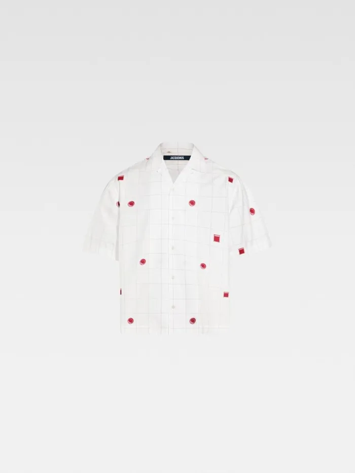 The Jean Shirt Jacquard Lab Check Red White Men JACQUEMUS Shirts The Jean Shirt Jacquard Lab Check Red White Men JACQUEMUS Shirts