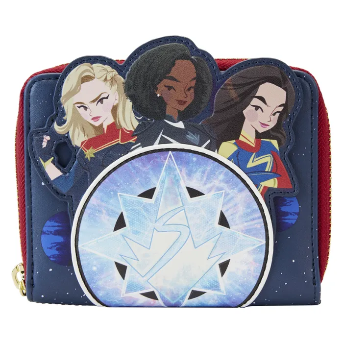 The Marvels Symbol Glow Zip Around Wallet Unisex Loungefly Bags and Wallets