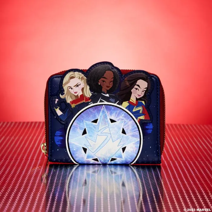 The Marvels Symbol Glow Zip Around Wallet Unisex Loungefly Bags and Wallets The Marvels Symbol Glow Zip Around Wallet Unisex Loungefly Bags and Wallets