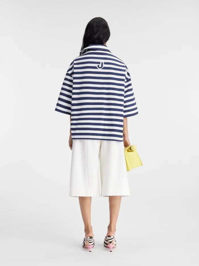 The Pablo Shortsleeve Shirt Print White and Blue Stripes Women JACQUEMUS Tops and Shirts The Pablo Shortsleeve Shirt Print White and Blue Stripes Women JACQUEMUS Tops and Shirts