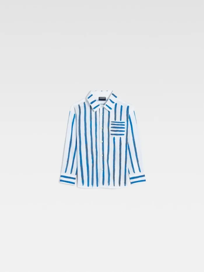 The Peinture Kids039 Shirt Print Blue Stripes Kids WomenMen JACQUEMUS Tops The Peinture Kids039 Shirt Print Blue Stripes Kids WomenMen JACQUEMUS Tops