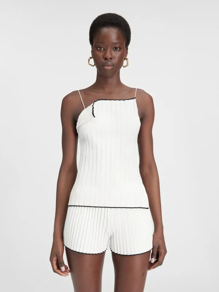 The Pleated Knit Top White Women JACQUEMUS Tops and Shirts The Pleated Knit Top White Women JACQUEMUS Tops and Shirts