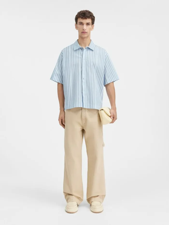 The Shortsleeve Shirt Print Blue Stripes Men JACQUEMUS Shirts