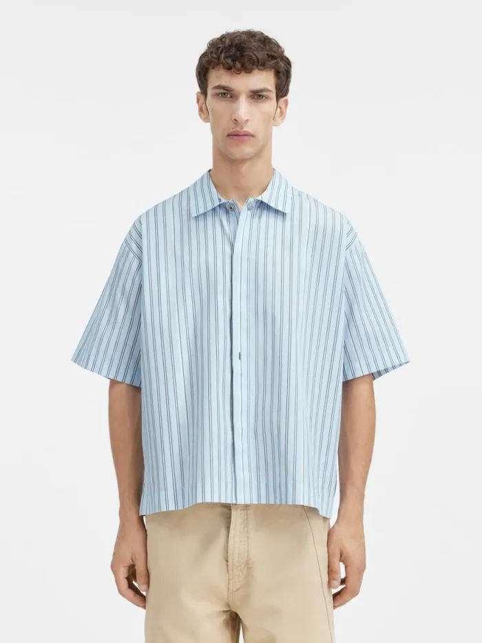 The Shortsleeve Shirt Print Blue Stripes Men JACQUEMUS Shirts The Shortsleeve Shirt Print Blue Stripes Men JACQUEMUS Shirts