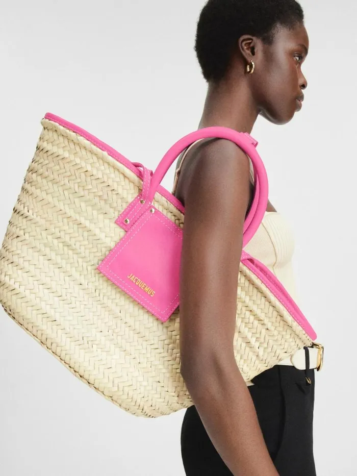 The Soli Basket Neon Pink Women JACQUEMUS Crossbody and Handbags The Soli Basket Neon Pink Women JACQUEMUS Crossbody and Handbags