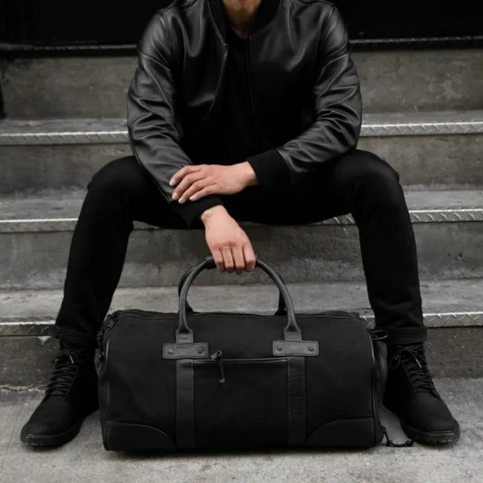 Thursday Boots Duffel and Travel Bags Weekender Bag Black Canvas 8211 Men Thursday Boots Duffel and Travel Bags Weekender Bag Black Canvas 8211 Men