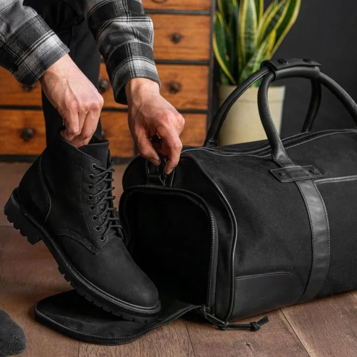 Thursday Boots Duffel and Travel Bags Weekender Bag Black Canvas 8211 Men Thursday Boots Duffel and Travel Bags Weekender Bag Black Canvas 8211 Men