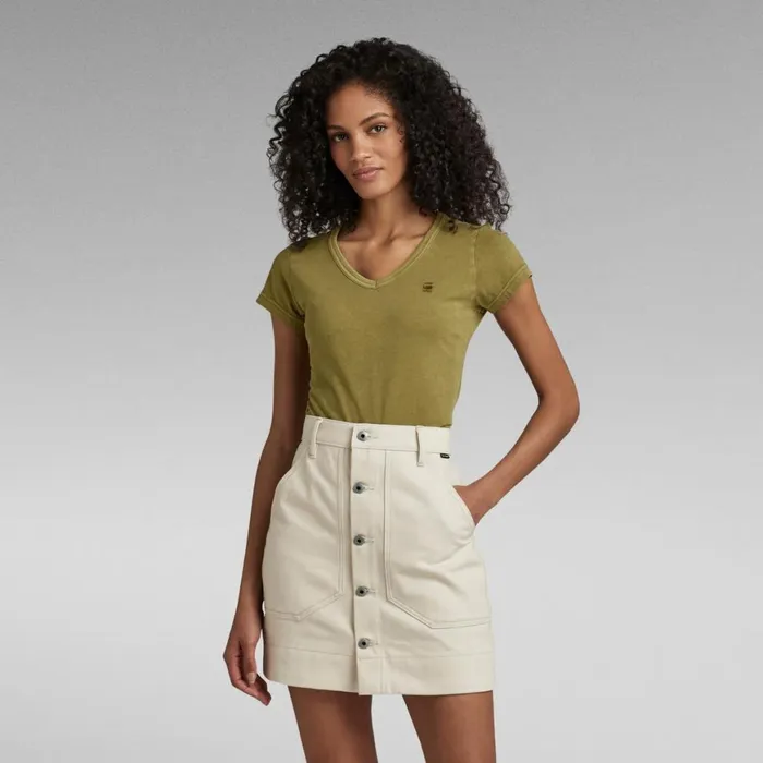 Tops and Tshirts Women GStar RAW Eyben Slim VNeck Top Avocado Gd