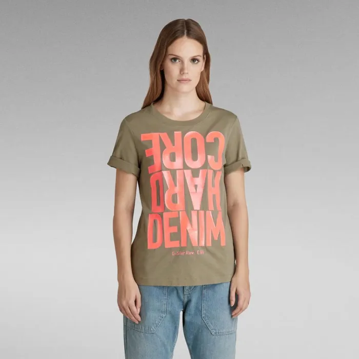 Tops and Tshirts Women GStar RAW Hard Core Denim TShirt Shamrock