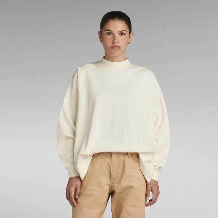 Tops and Tshirts Women GStar RAW Moto Logo XXL Mock Top Eggnog