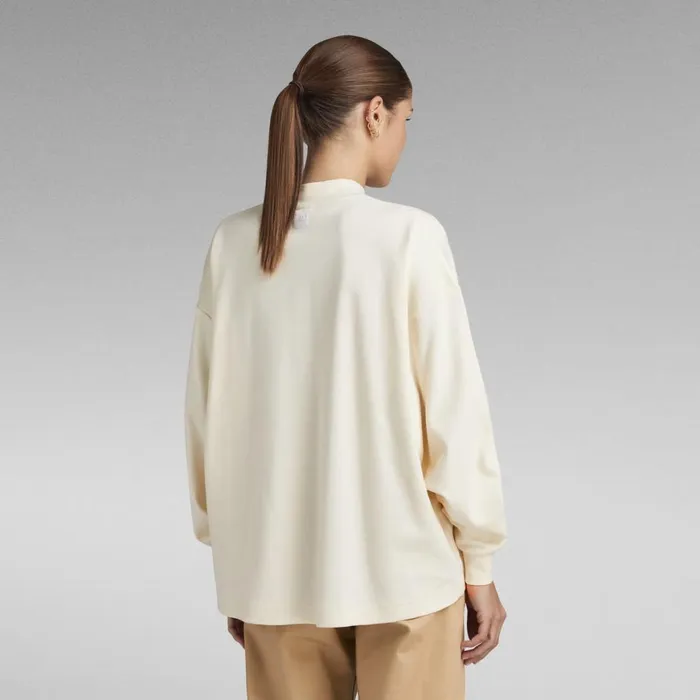 Tops and Tshirts Women GStar RAW Moto Logo XXL Mock Top Eggnog