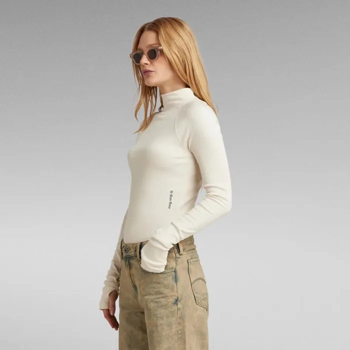 Tops and Tshirts Women GStar RAW Slim Rib Mock Top Eggnog
