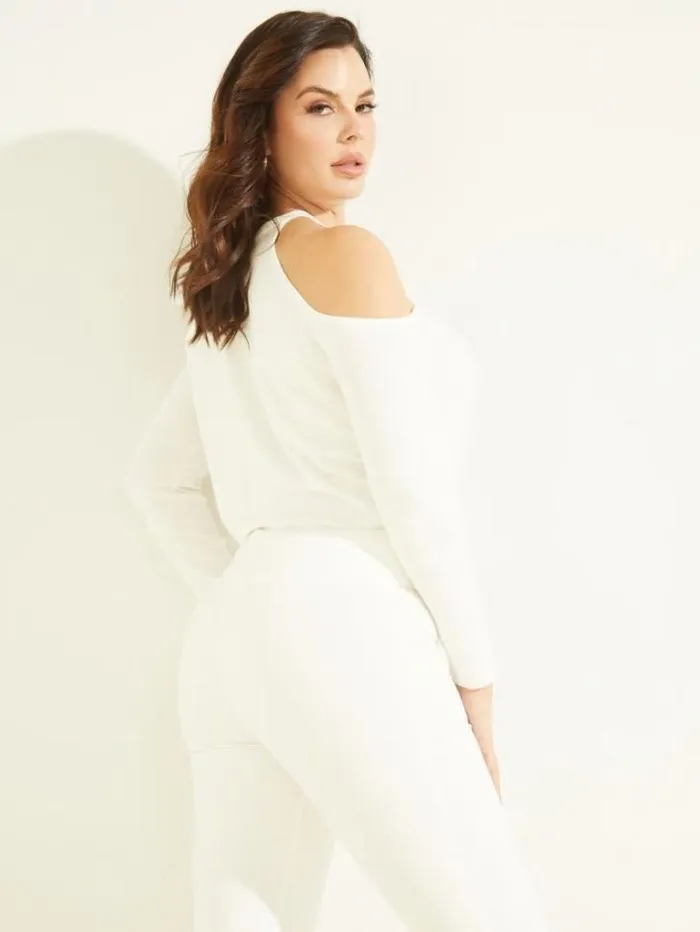 Tops And Sweaters Women Marciano Priya ColdShoulder Sweater Top Pale Pearl Tops And Sweaters Women Marciano Priya ColdShoulder Sweater Top Pale Pearl