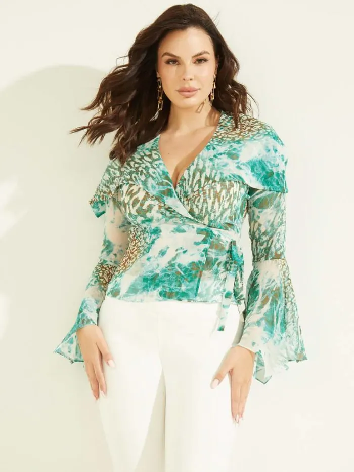 Tops And Sweaters Women Marciano Willow Blouse Underwater Love Teal