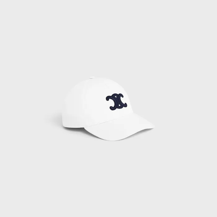 Triomphe Baseball Cap In Cotton White Women CELINE HATS AND SOFT ACCESSORIES