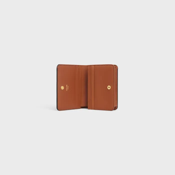 Triomphe Compact Wallet In Triomphe Canvas Tan Women CELINE WALLETS Triomphe Compact Wallet In Triomphe Canvas Tan Women CELINE WALLETS