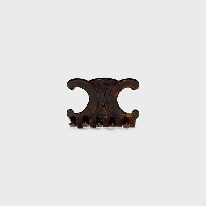 Triomphe Large Hair Clip In Dark Havana Acetate And Steel Dark Havana Women CELINE HAIR ACCESSORIES Triomphe Large Hair Clip In Dark Havana Acetate And Steel Dark Havana Women CELINE HAIR ACCESSORIES
