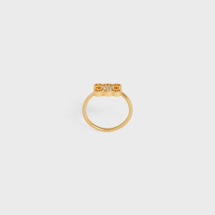 Triomphe Rhinestone Small Ring In Brass With Gold Finish And Crystals Gold Women CELINE RINGS Triomphe Rhinestone Small Ring In Brass With Gold Finish And Crystals Gold Women CELINE RINGS