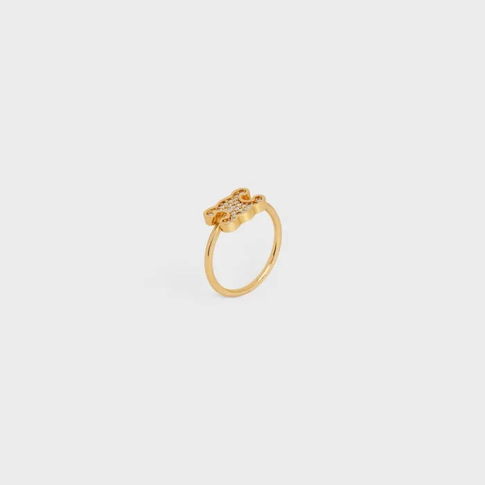 Triomphe Rhinestone Small Ring In Brass With Gold Finish And Crystals Gold Women CELINE RINGS Triomphe Rhinestone Small Ring In Brass With Gold Finish And Crystals Gold Women CELINE RINGS