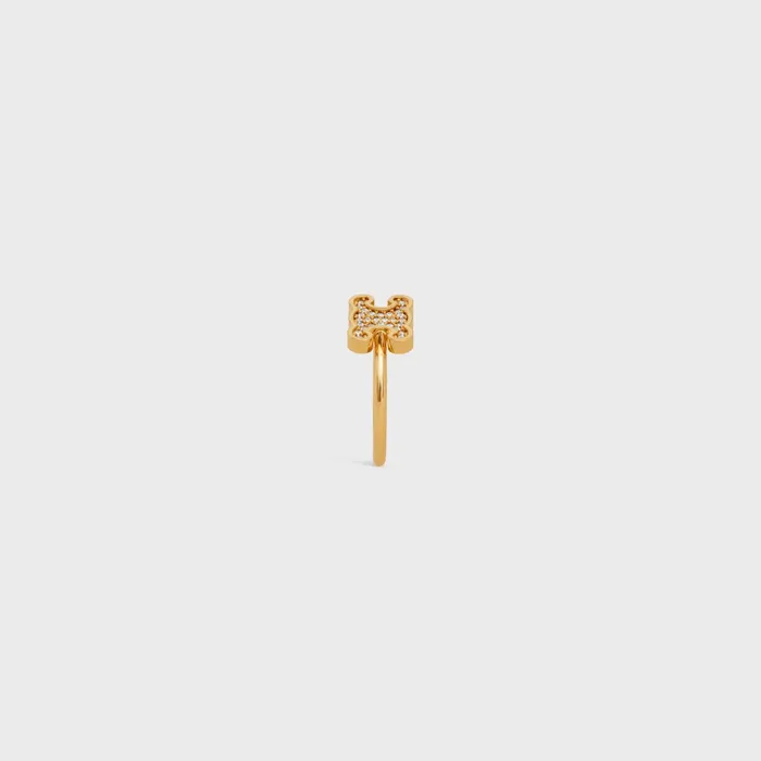 Triomphe Rhinestone Small Ring In Brass With Gold Finish And Crystals Gold Women CELINE RINGS Triomphe Rhinestone Small Ring In Brass With Gold Finish And Crystals Gold Women CELINE RINGS