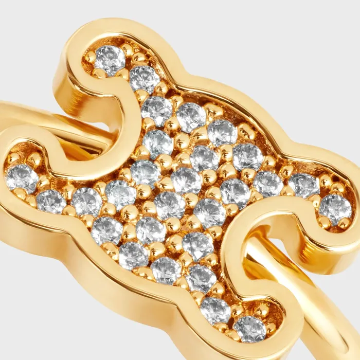 Triomphe Rhinestone Small Ring In Brass With Gold Finish And Crystals Gold Women CELINE RINGS Triomphe Rhinestone Small Ring In Brass With Gold Finish And Crystals Gold Women CELINE RINGS