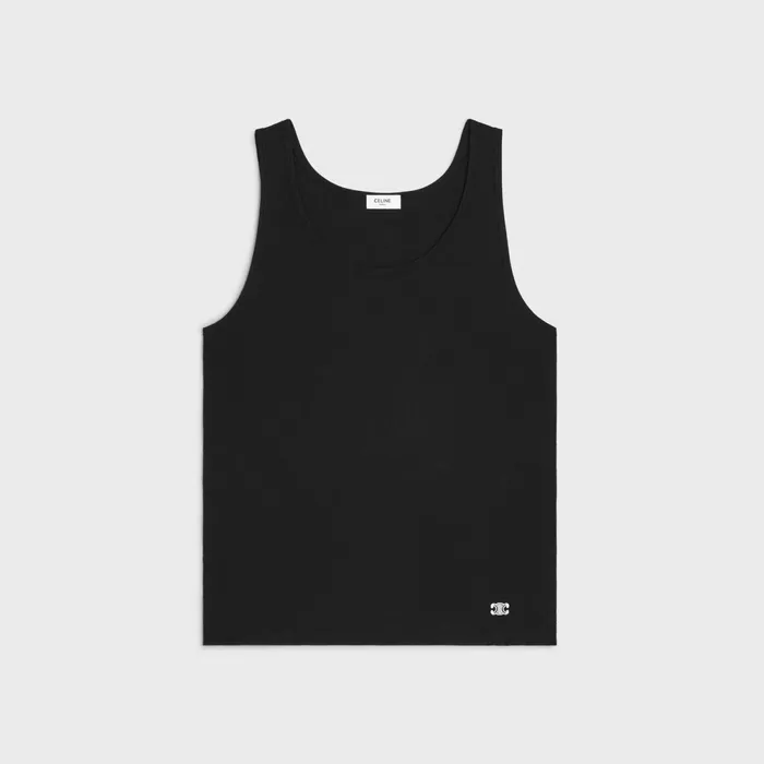Triomphe Tank Top In Silk Jersey Black White Men CELINE TSHIRTS AND SWEATSHIRTS Triomphe Tank Top In Silk Jersey Black White Men CELINE TSHIRTS AND SWEATSHIRTS