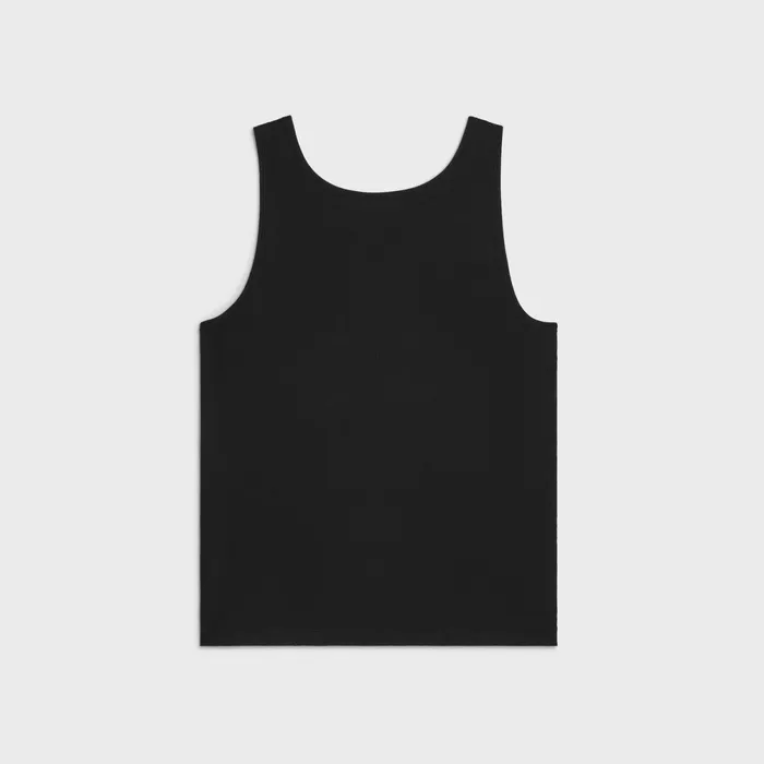 Triomphe Tank Top In Silk Jersey Black White Men CELINE TSHIRTS AND SWEATSHIRTS
