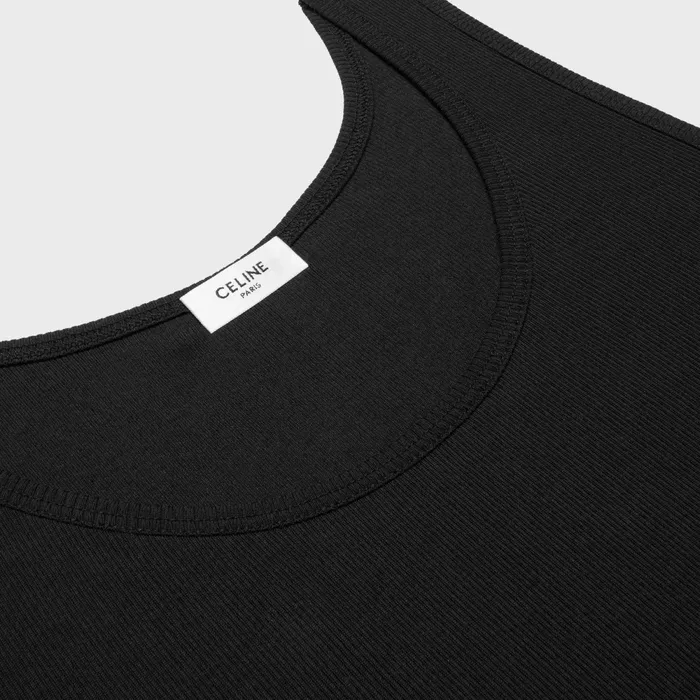 Triomphe Tank Top In Silk Jersey Black White Men CELINE TSHIRTS AND SWEATSHIRTS