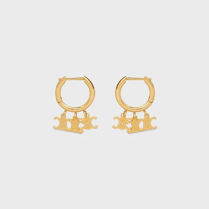 Triomphe Trio Hoops In Brass With Gold Finish Gold Women CELINE EARRINGS