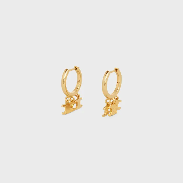 Triomphe Trio Hoops In Brass With Gold Finish Gold Women CELINE EARRINGS Triomphe Trio Hoops In Brass With Gold Finish Gold Women CELINE EARRINGS