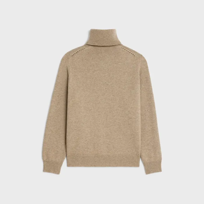 Turtleneck Sweater In Scottish Cashmere Taupe Women CELINE KNITWEAR