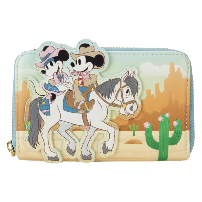 Western Mickey and Minnie Zip Around Wallet Unisex Loungefly Bags and Wallets