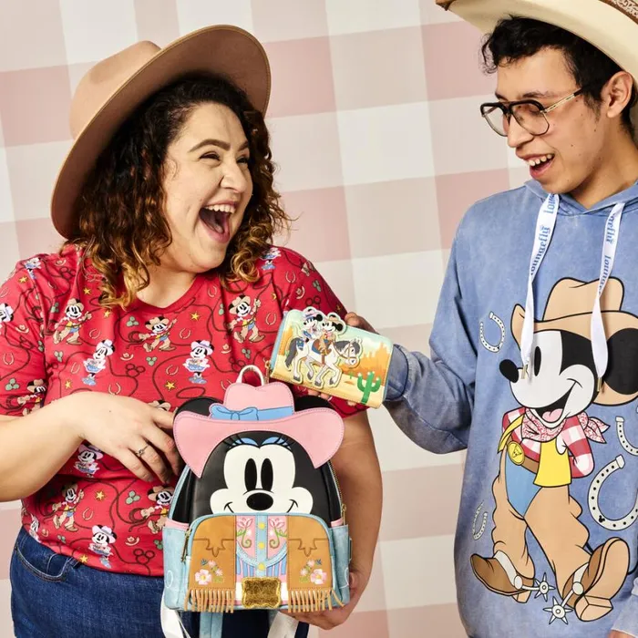 Western Mickey and Minnie Zip Around Wallet Unisex Loungefly Bags and Wallets Western Mickey and Minnie Zip Around Wallet Unisex Loungefly Bags and Wallets