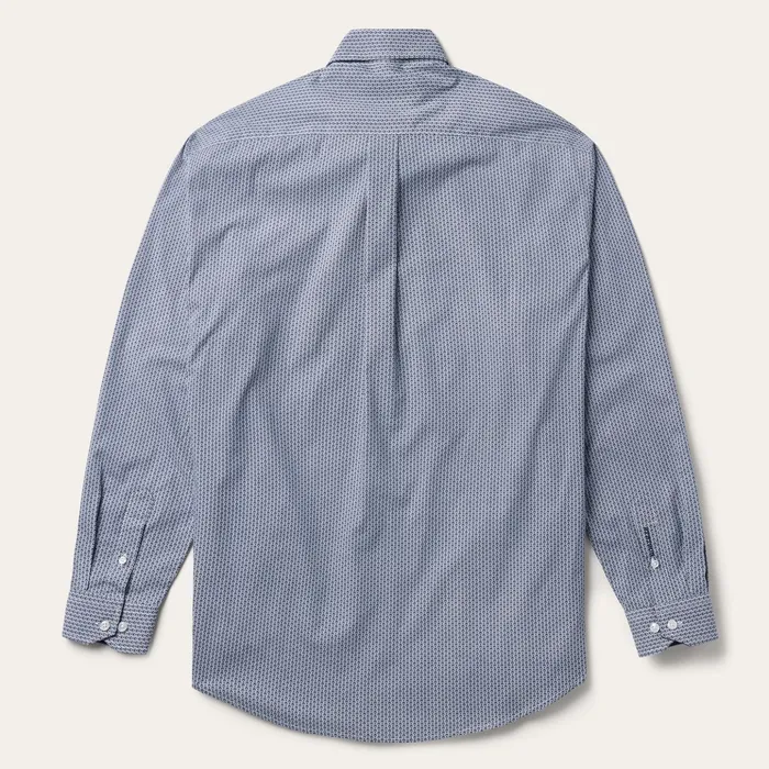 Western Shirts Men Stetson Blue Deco Geo Print Button Front Shirt Blue