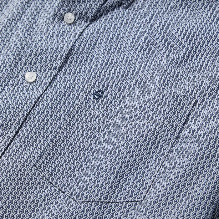 Western Shirts Men Stetson Blue Deco Geo Print Button Front Shirt Blue