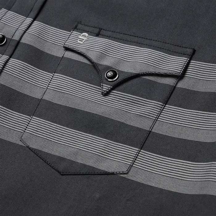 Western Shirts Men Stetson Border Stripe Twill Western Shirt Black