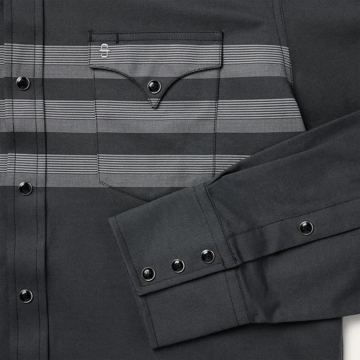 Western Shirts Men Stetson Border Stripe Twill Western Shirt Black