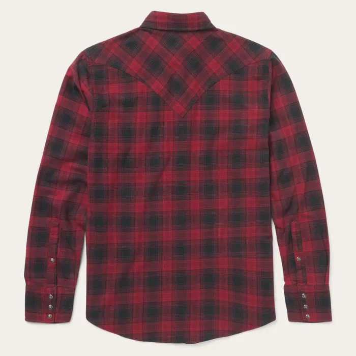 Western Shirts Men Stetson Brushed Twill Plaid Shirt Black
