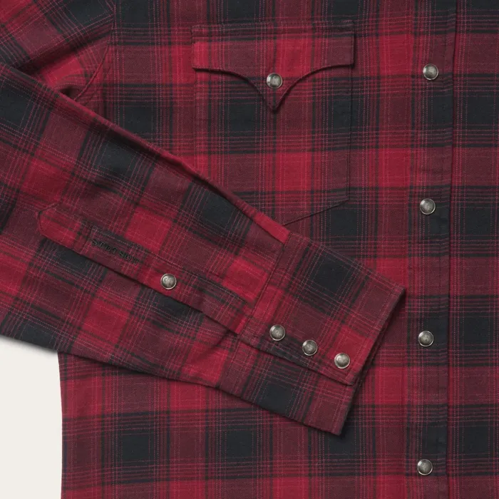 Western Shirts Men Stetson Brushed Twill Plaid Shirt Black