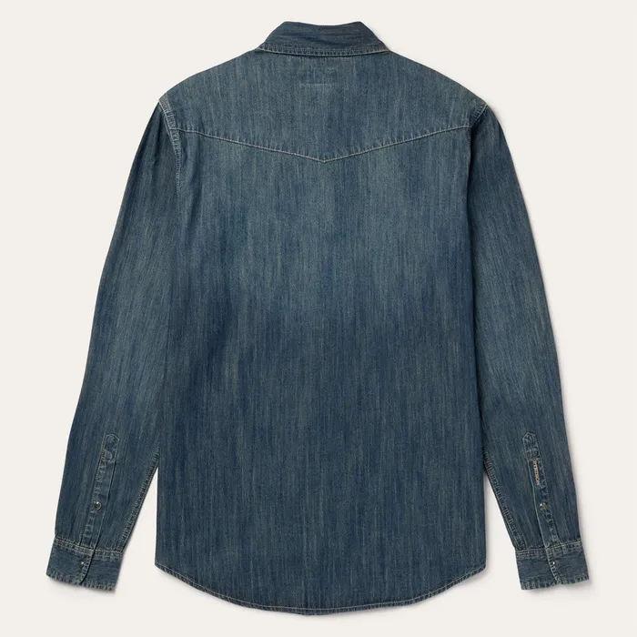 Western Shirts Men Stetson Dirty Denim Western Shirt Blue