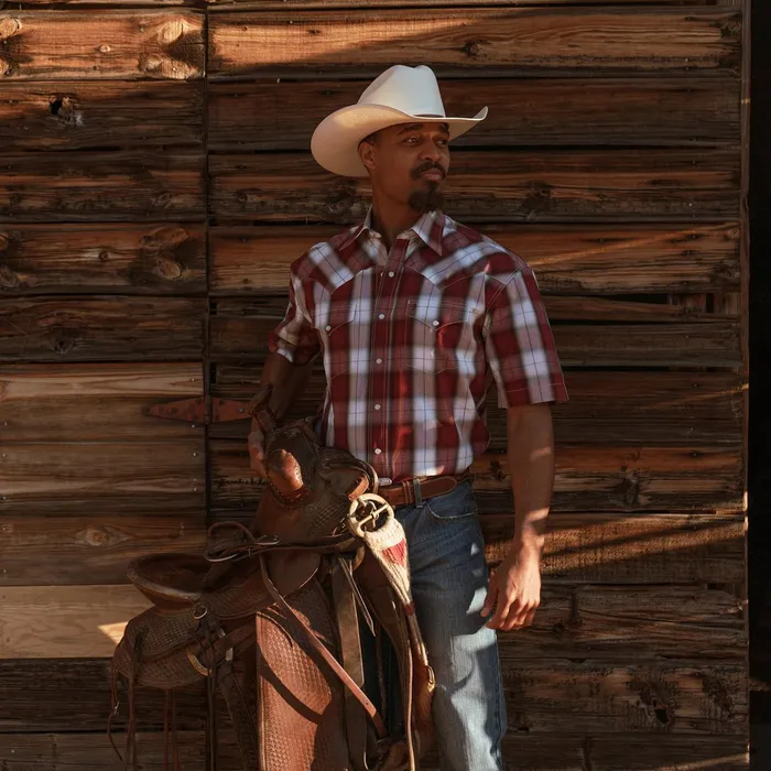 Western Shirts Men Stetson Shadow Plaid Short Sleeve Western Shirt Wine