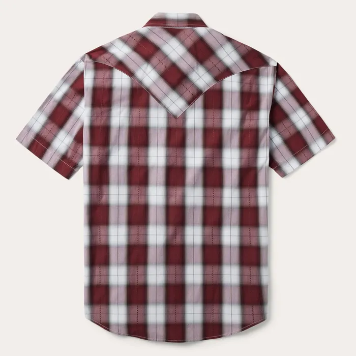 Western Shirts Men Stetson Shadow Plaid Short Sleeve Western Shirt Wine