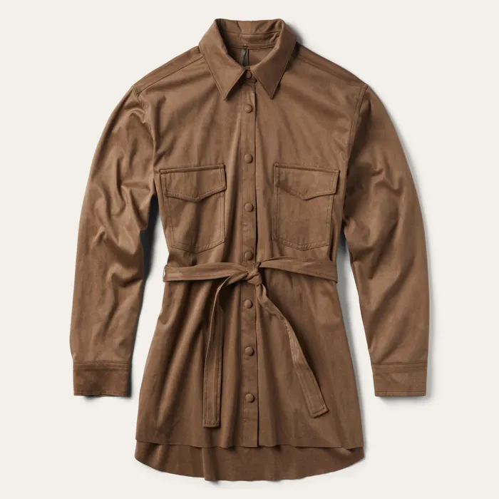 Western Shirts Women Stetson Khaki Suede Western Shirt Tan
