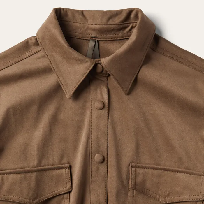 Western Shirts Women Stetson Khaki Suede Western Shirt Tan