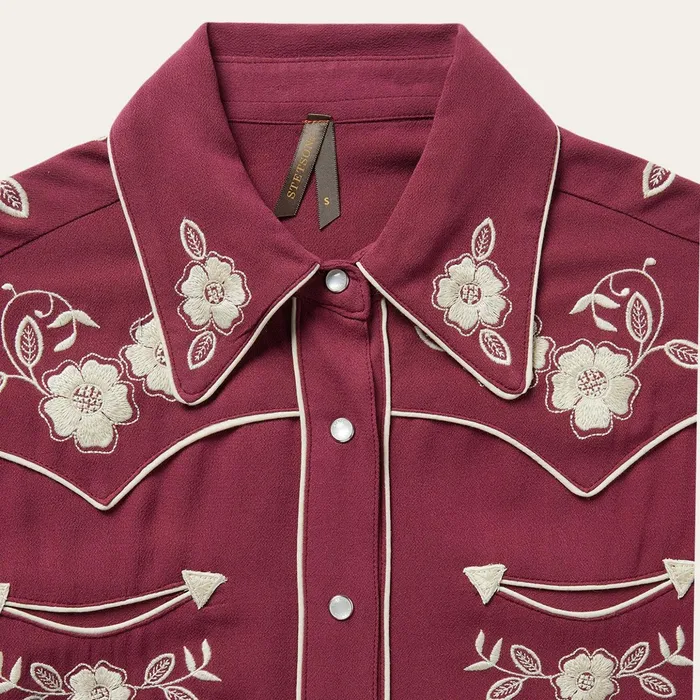 Western Shirts Women Stetson Wine Classic Western Snap Shirt Wine