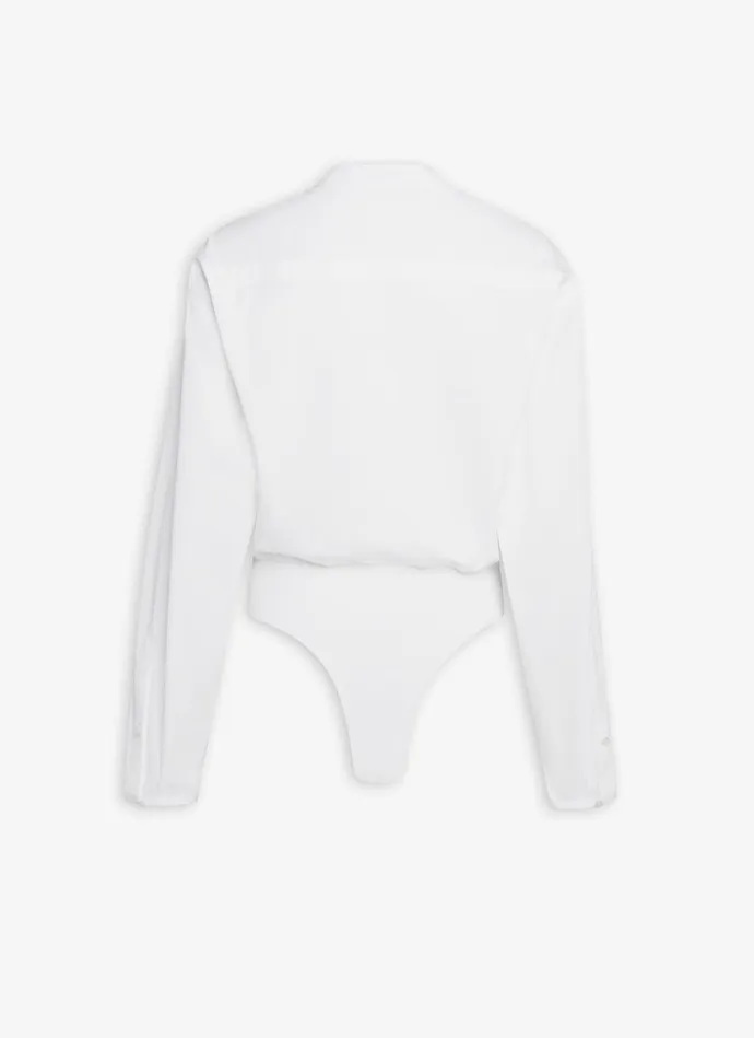 White BODY SHIRT IN COTTON POPLIN Women Alaa Bodysuits and Leggings