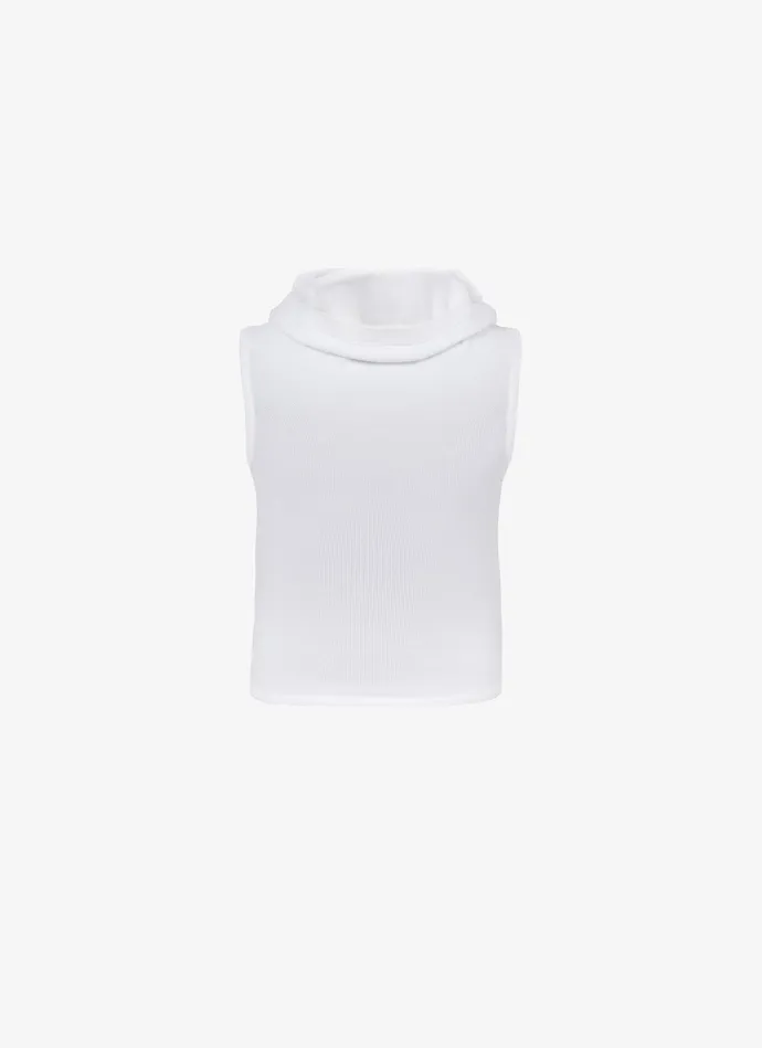 White HOODED KNIT CROP TOP Women Alaa Tops and Shirts